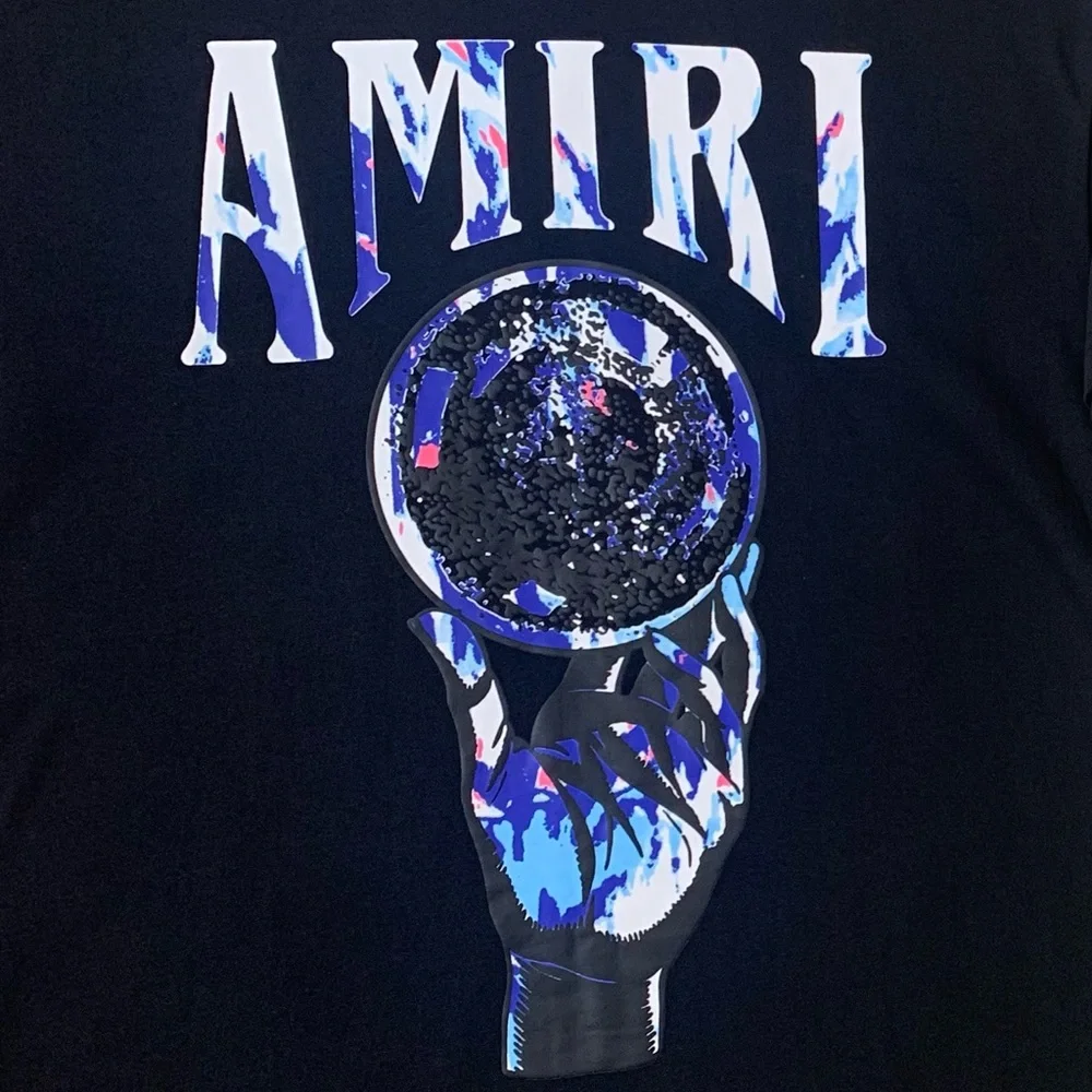 💫HP‼️💫 Men’s NWT AMIRI Crystal Ball Short Sleeve Graphic Tee in Black, Size XL - Picture 4 of 6